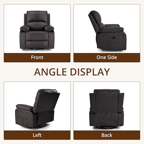 360° Swivel Rocking Leather Recliner Chair Set of 2 (2 Count)