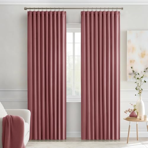 Dusty Rose Back Tab Blackout Curtains 52x90 Inch Long 2 Panels Set (2 Count)