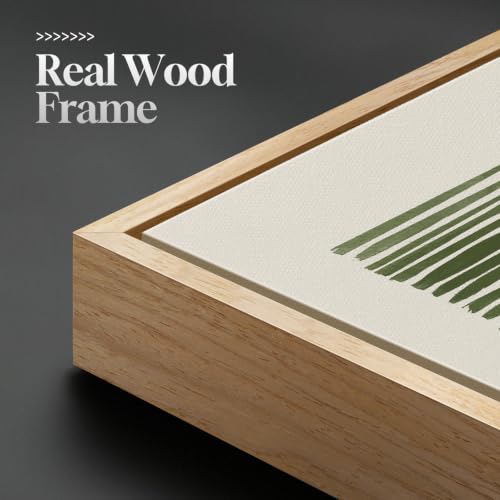 Large Framed Horizontal Green Abstract Botanical Canvas Wall Art