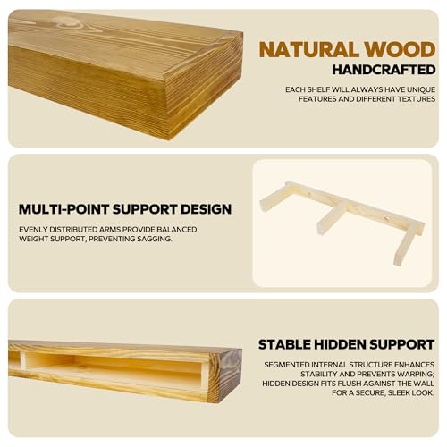 Floating Shelves 3 inch Thick for Wall Set of 2