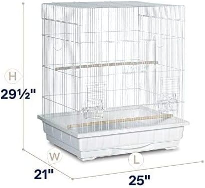 Artisanal Attic Square Roof Bird Cage with Unique Square Roof Design, Durable Construction, Spacious Interior Black