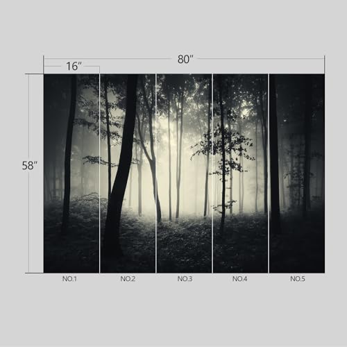 Dark Enchanted Misty Forest Wallpaper Peel and Stick Wall Mural for Bedroom Living Room