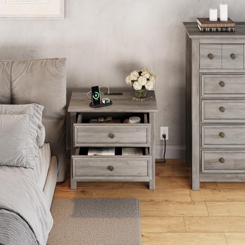 Large Nightstand with Charger Station
