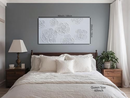 Flower Canvas Wall Art Hand Painted Framed Living Room Bedroom Decor