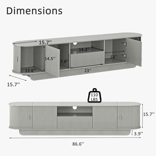 86.6'' Fluted TV Stand for 55