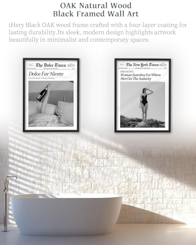 12x16in Dolce Far Niente Black Framed Newspaper Wall Art