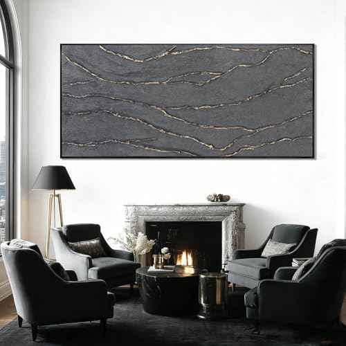 Contemporary Hand Painted Wall Art Line Wall Decor Abstract Canvas Painting 32"x70" Large Canvas Artwork for Living Room Kitchen Bedroom