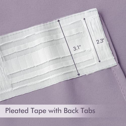 Lilac Back Tab Blackout Curtains 52x120 Inch Long 2 Panels Set (2 Count)