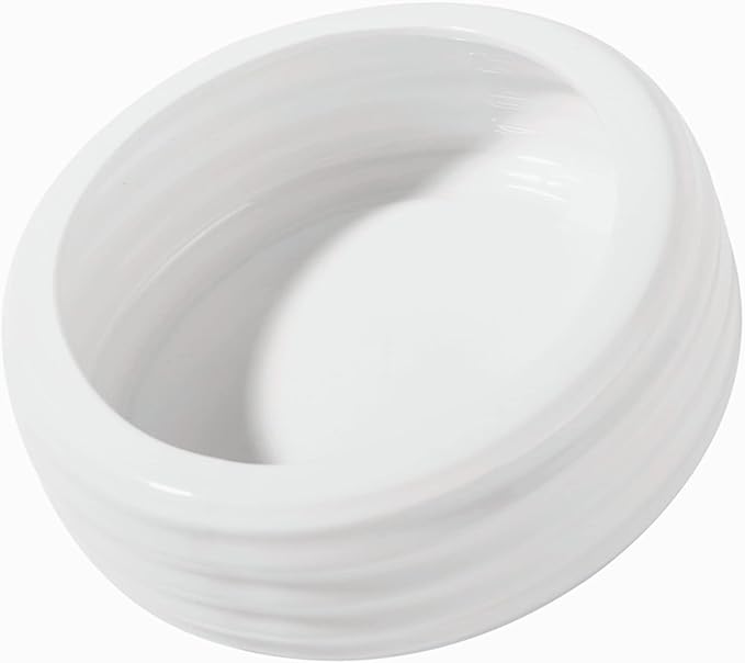 Reptile Food Bowls Ceramic Round Reptile Water Food Dish, Pet Food Bowl for Lizards, Small Snakes, Young Bearded Dragons, Gecko Tortoise Spider (White, Medium-1Pack)