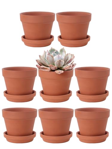 4 Inch Terracotta Pots with Saucers
