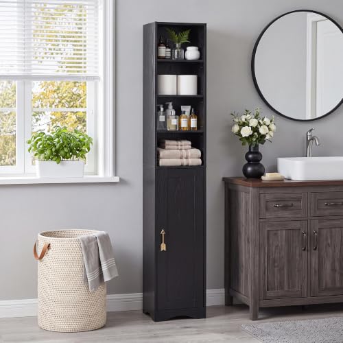 Narrow Bookcase with 6 Adjustable Shelves