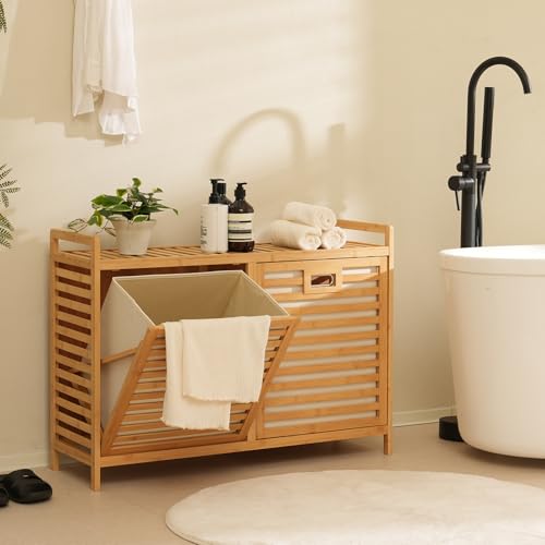 Double Laundry Hamper with Shelf