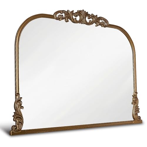English Estate Carved Arch Wood Wall Mirror