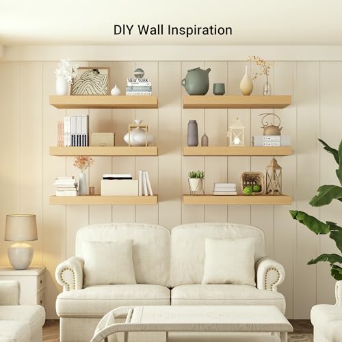 55 x 12 Deep Floating Shelves Wall Mounted Set of 1 Oak