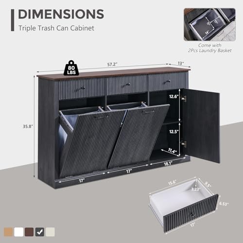 Triple Tilt Out Trash Can Cabinet