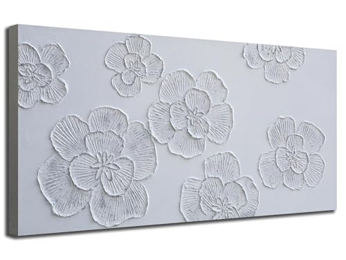Flower Canvas Wall Art Hand Painted Framed Living Room Bedroom Decor