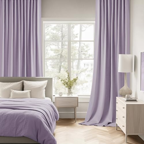 Lilac Back Tab Blackout Curtains 52x120 Inch Long 2 Panels Set (2 Count)