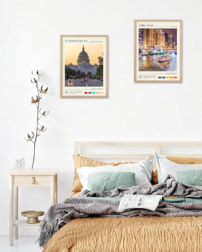 12x16IN Chicago Cityscape Framed Wall Art Urban Wall Decor 1Pack
