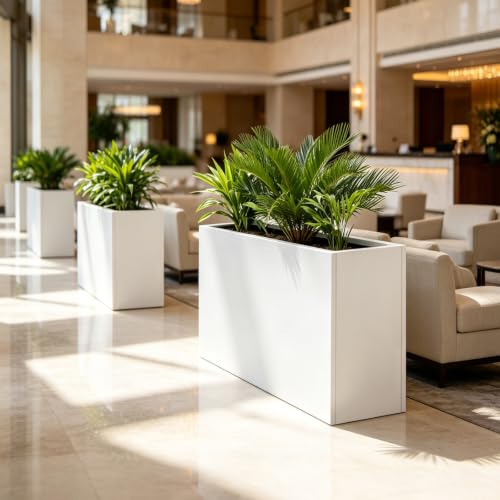 Metal Heavy Planter 32" L x 15" W x 24" H White Metal Rectangular Planter
