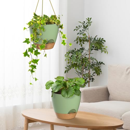 8 Inch Hanging Planters for Indoor Outdoor Plants (2 Count)