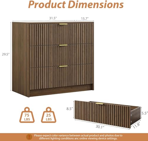 3 Drawer Nightstand Set of 2 (2 Count)