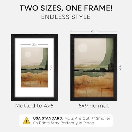 6x9 Black Oak Picture Frame