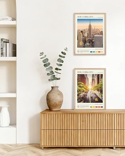 12x16IN New York Street Framed Wall Art Urban Canvas Print