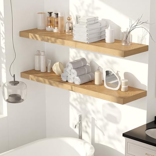 55 x 12 Deep Floating Shelves Wall Mounted Set of 1 Oak