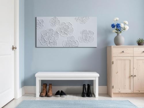 Flower Canvas Wall Art Hand Painted Framed Living Room Bedroom Decor