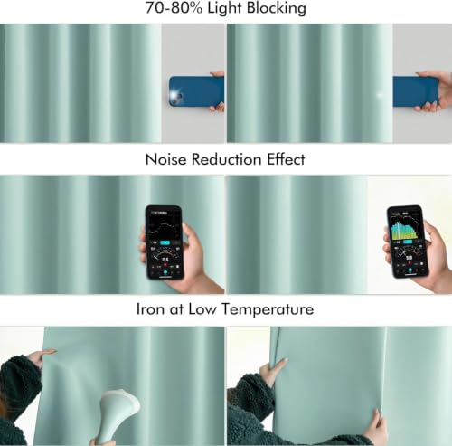 Aqua Back Tab Blackout Curtains 52x102 Inch Long 2 Panels Set (2 Count)
