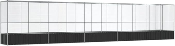 Large Bird Aviary with Extension, Outdoor Galvanized Steel Bird Cage, Galvanized Steel Outdoor Bird Aviary, Mesh Fence Bird House for Small Animals, 410.4"x42.1"x83.5"