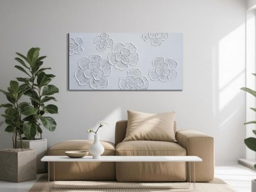 Flower Canvas Wall Art Hand Painted Framed Living Room Bedroom Decor