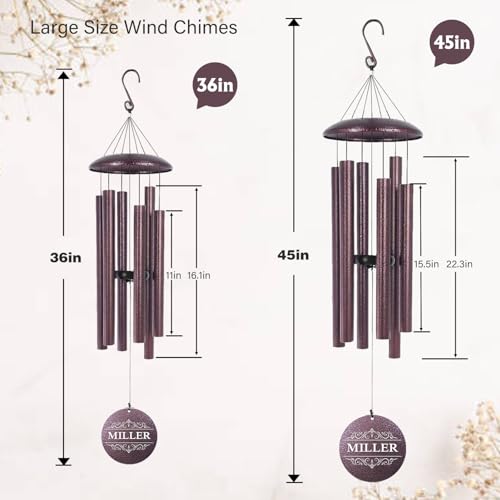 36" Large Deep Tone Personalized Sympathy Wind Chimes