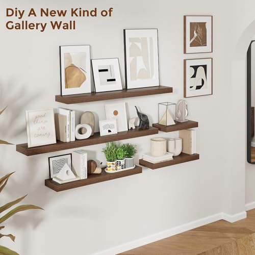 16 Inch Floating Shelves for Wall Walnut Shelves Set of 2 (2 Count)