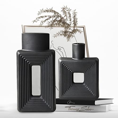 Black Ceramic Vase Set of 2 (2 Count)