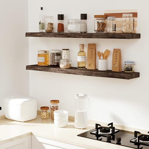 Wood Floating Shelves Live Edge 32” Set of 2 (2 Count)