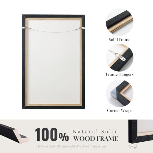 Large Framed Neutral Brown and Black Abstract Wall Art