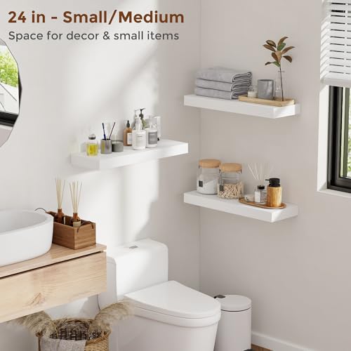 36 Inch Floating Shelves for Wall 8 Inch Deep White Shelves Set of 2 (2 Count)
