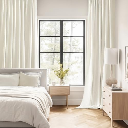 Cream Back Tab Blackout Curtains 52x84 Inch Length 2 Panels Set (2 Count)