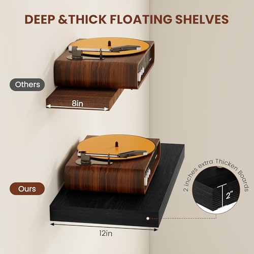 Deep Floating Shelves for Wall 16x12” Set of 2 (2 Count)