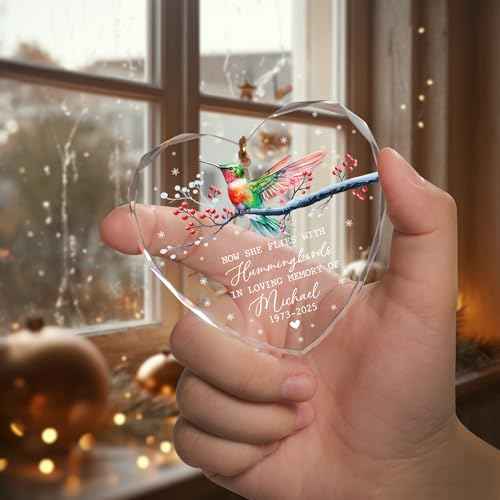 Personalized Memorial Hummingbird Glass Ornament