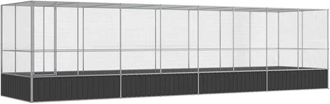 Large Bird Aviary with Extension, Outdoor Galvanized Steel Bird Cage, Galvanized Steel Outdoor Bird Aviary, Mesh Fence Bird House for Small Animals, 327.6"x81.5"x83.5"