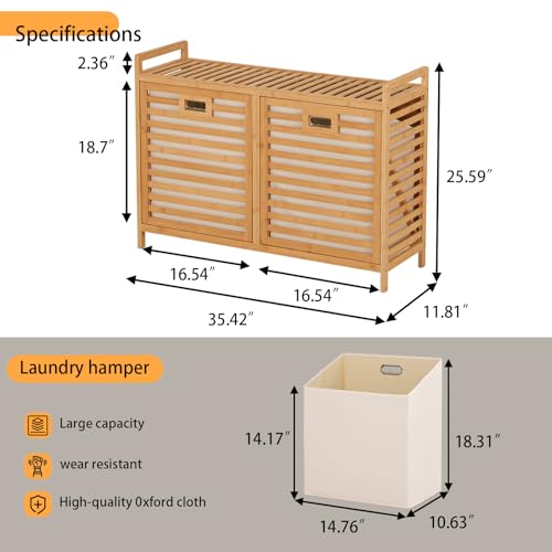 Double Laundry Hamper with Shelf