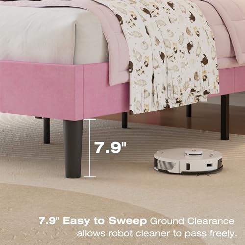Twin Size Bed Frame with Upholstered Headboard