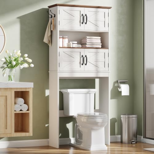 Over the Toilet Storage Cabinet with 4 Barn Doors