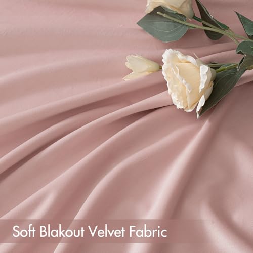 Light Pink Blackout Velvet Curtains Drapes 108 Inch Long 52"x108" (2 Count)