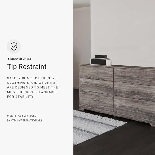Ralinksi 6 Drawer Rustic Gray Double Dresser