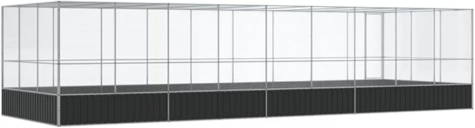 Large Bird Aviary with Extension, Outdoor Galvanized Steel Bird Cage, Galvanized Steel Outdoor Bird Aviary, Mesh Fence Bird House for Small Animals, 366.9"x120.9"x83.5"