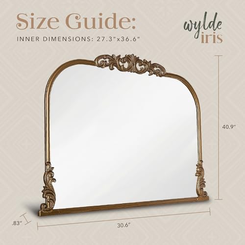 English Estate Carved Arch Wood Wall Mirror