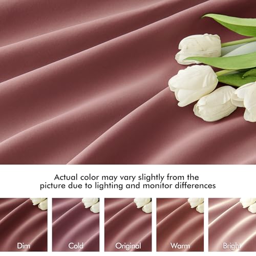 Dusty Rose Back Tab Blackout Curtains 52x72 Inches Long 2 Panels Set